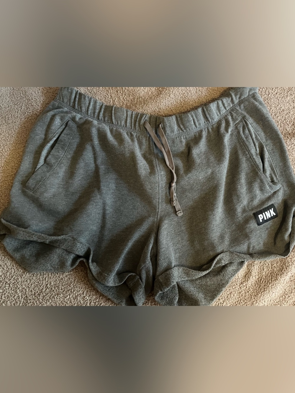 PINK Victoria's Secret Woman’s Gray Athletic/Lounge Drawstring Shorts